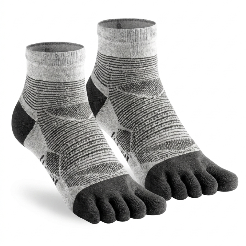 Chaussettes Foulée Sport Coolmax grises, chaussettes 5 orteils pour un usage quotidien