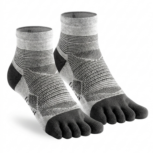 Chaussettes Foulée Sport Coolmax grises, chaussettes 5 orteils pour un usage quotidien