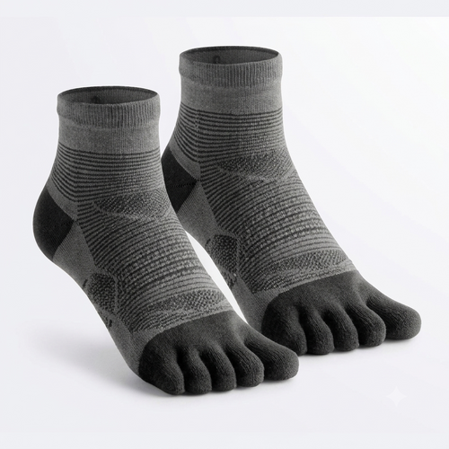 Chaussettes Foulée Sport Coolmax noires, chaussettes de sport à 5 orteils