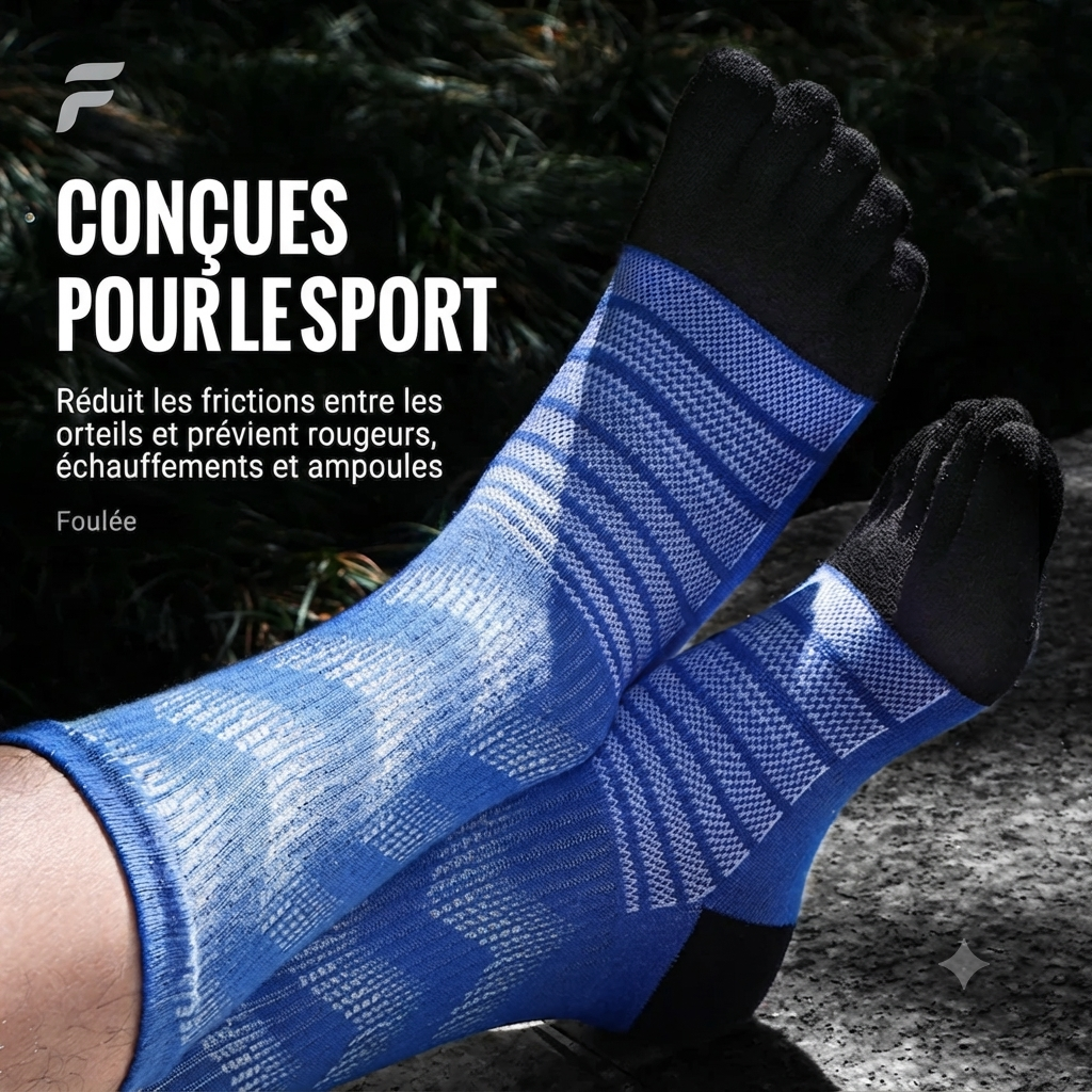 Chaussettes Foulée Mérinos Longues grises, laine mérinos thermorégulatrice pour trail
