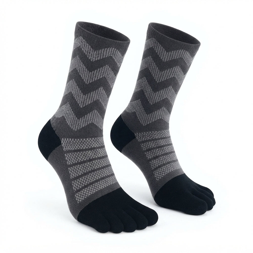 Chaussettes Foulée Mérinos Longues, gros plan sur la séparation des 5 orteils indépendants