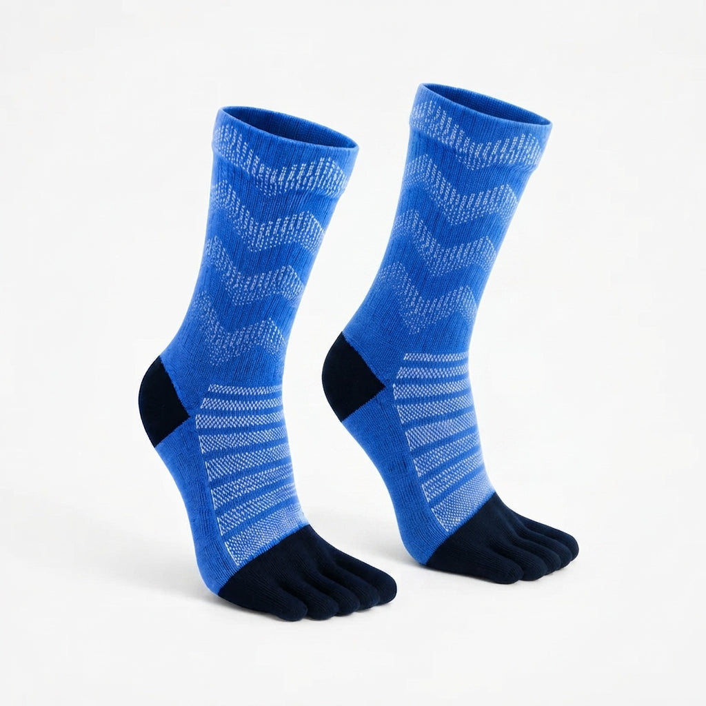 Chaussettes Foulée Mérinos Longues portées en extérieur, chaussettes de trail à 5 orteils