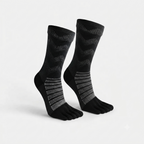 Chaussettes Foulée Mérinos Longues noires à 5 orteils, chaussettes trail en laine mérinos