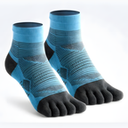 Chaussettes Foulée Sport Coolmax bleues, vue de profil chaussettes 5 orteils